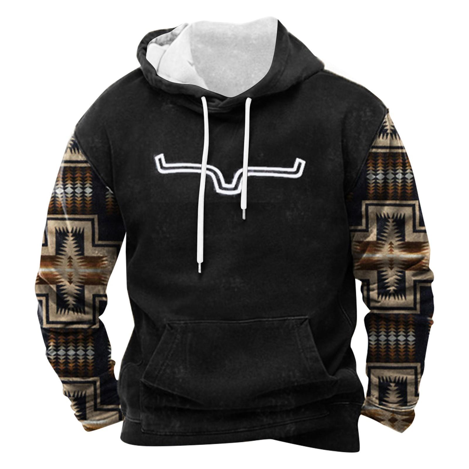 Модный свободный мужской и женский свитер с капюшоном с длинным рукавом и принтом M чёрный 2245₽