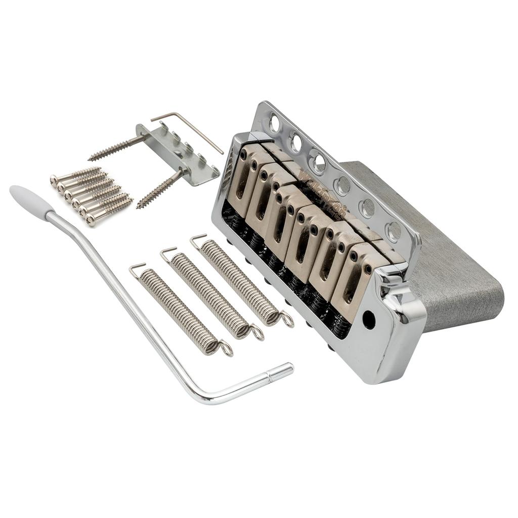Wilkinson WOV09 Deluxe 10.5mm ST Tremolo Bridge, 6-Point, American Vintage Narrow Spacing, for Strat Electric Guitars, Chrome