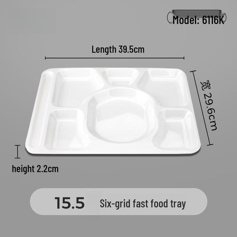Waihe 15.5-inch 6-Compartment Melamine Fast Food Tray