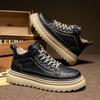 Autumn and winter mid-top Martin boots soft-soled British leather shoes winter velvet cotton shoes platform boots