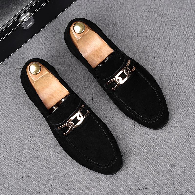 

Роскошные замшевые мужские повседневные туфли с острым носком, модные мужские мокасины на низком каблуке, мужская обувь, повседневная обувь в британском стиле, дизайнерская обувь для мужчин 38 чёрный
