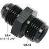 6AN Male to 5/8-18 Inverted Flare Adapter Fitting Connector Aluminum Black, Pack of 2
