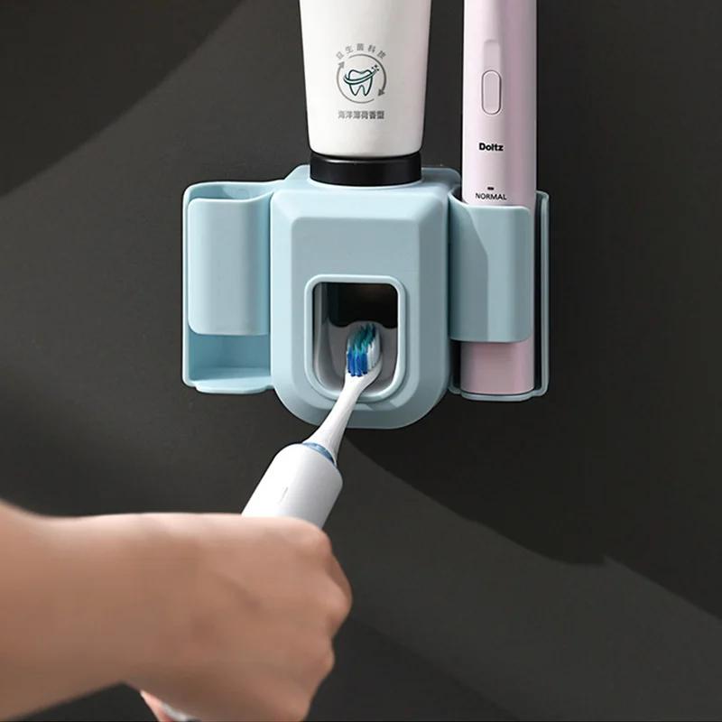 Wall Mounted Automatic Toothpaste Dispenser Toothbrush Holder Bathroom Punch Free Multi-Function Electric Toothbrush Holder