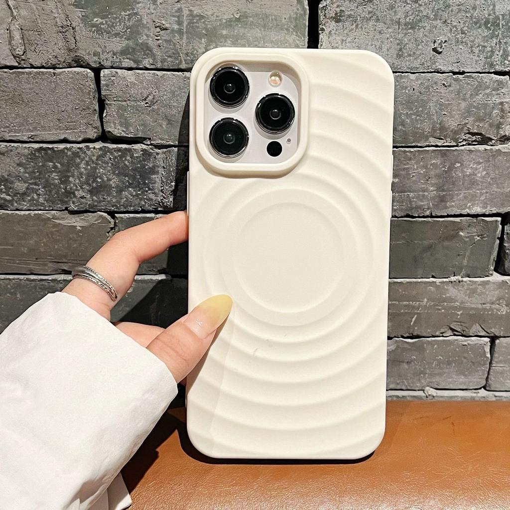 Solid Color Corrugated Shell for Apple 16 Sun Phone Case Magnetic High-end Feel for IPhone15promax Protective Case