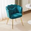 Moderner Samt-Wohnzimmer-Sessel, Polsterstuhl mit Blütenrückenlehne und vergoldeten Metallbeinen und Schmetterlingskissen für Schlafzimmer/Esszimmer