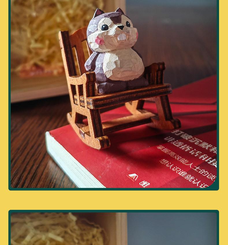 Handmade Solid Wood Carving - Cute Pet Ornament for Home or Office Decor