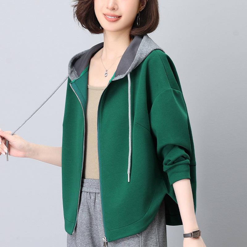Women's Casual Hooded Sweatshirt - Early Autumn Cardigan for Moms, Petite & Plus Size, Loose Spring Jacket Top