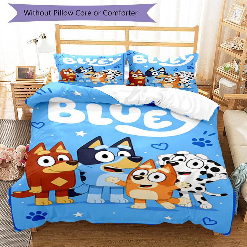 3pcs Bluey Bedding Set Duvet Cover Closure Includes 1 Duvet Cover & 2 Pillowcases, Soft and Comfortable for All Seasons.