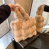 Women Faux Fur Solid Color Casual Shopper Tote Bag Winter Imitation Rabbit Hair Handbag Large Capacity Soft Shoulder Bag