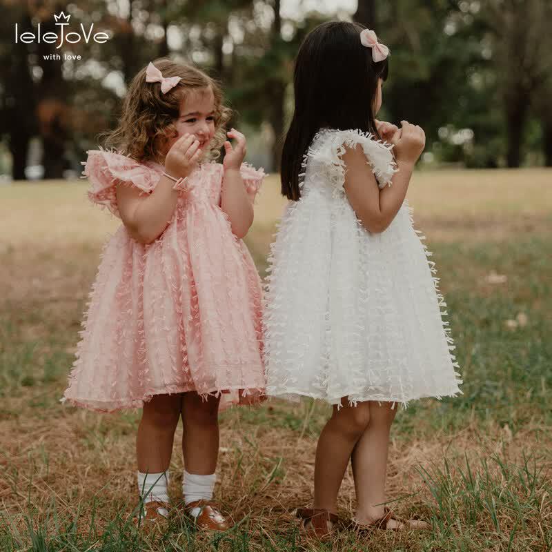 LELE JOVE Kids Flutter Sleeve Princess Dress
