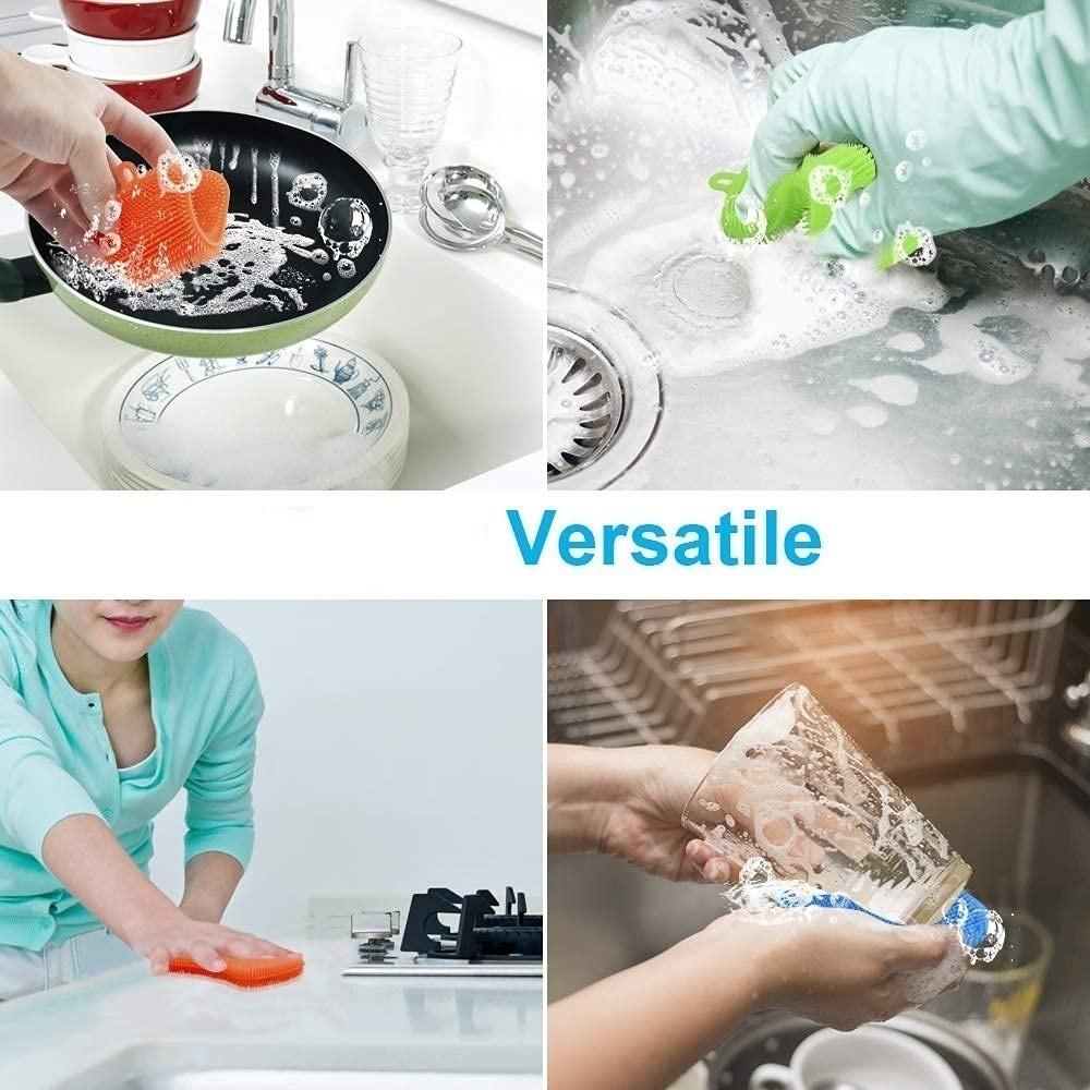 3pcs/set Double Sided Silicone Cleaning Brush Reusable Silicone Scouring Pad  Kitchen