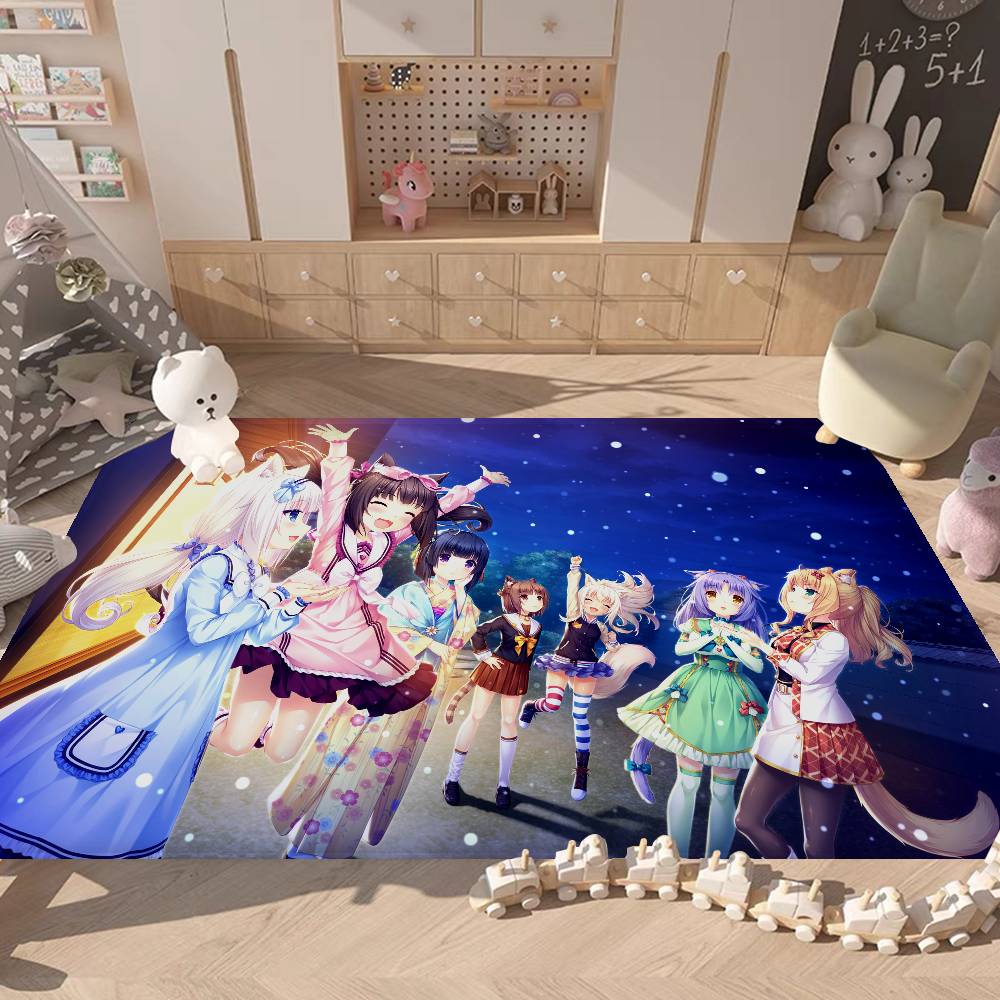 Nekopara Anime Room Mats Anti-slip Absorb Water Long Strip Cushion Bedroon Mat Household Carpets