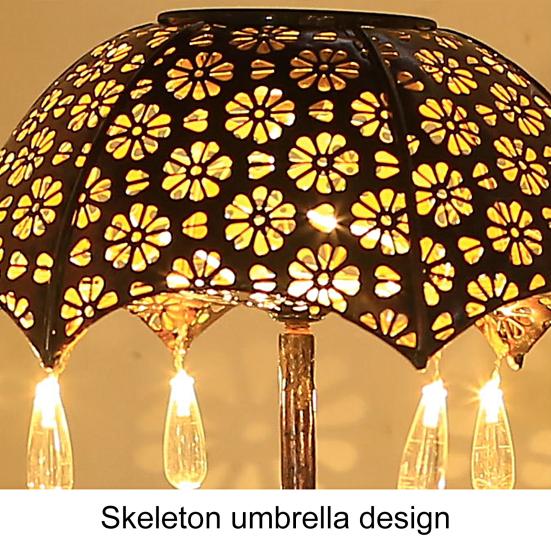 Solar Light Creative Realistic Looking Shape High Waterproof Brightness Easy Installation Decorative Iron Umbrella Style