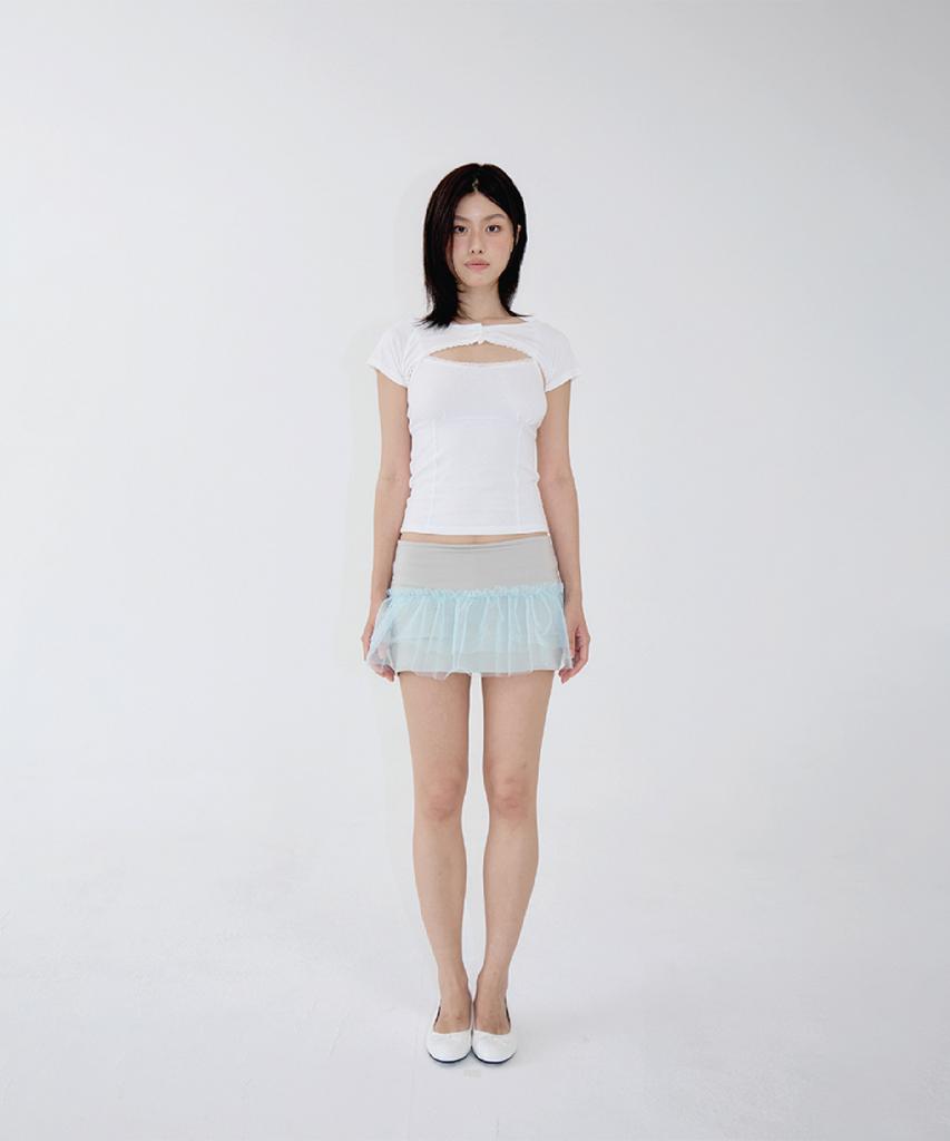 Beliar Tulle Layered Mini Skirt Seafoam Mint