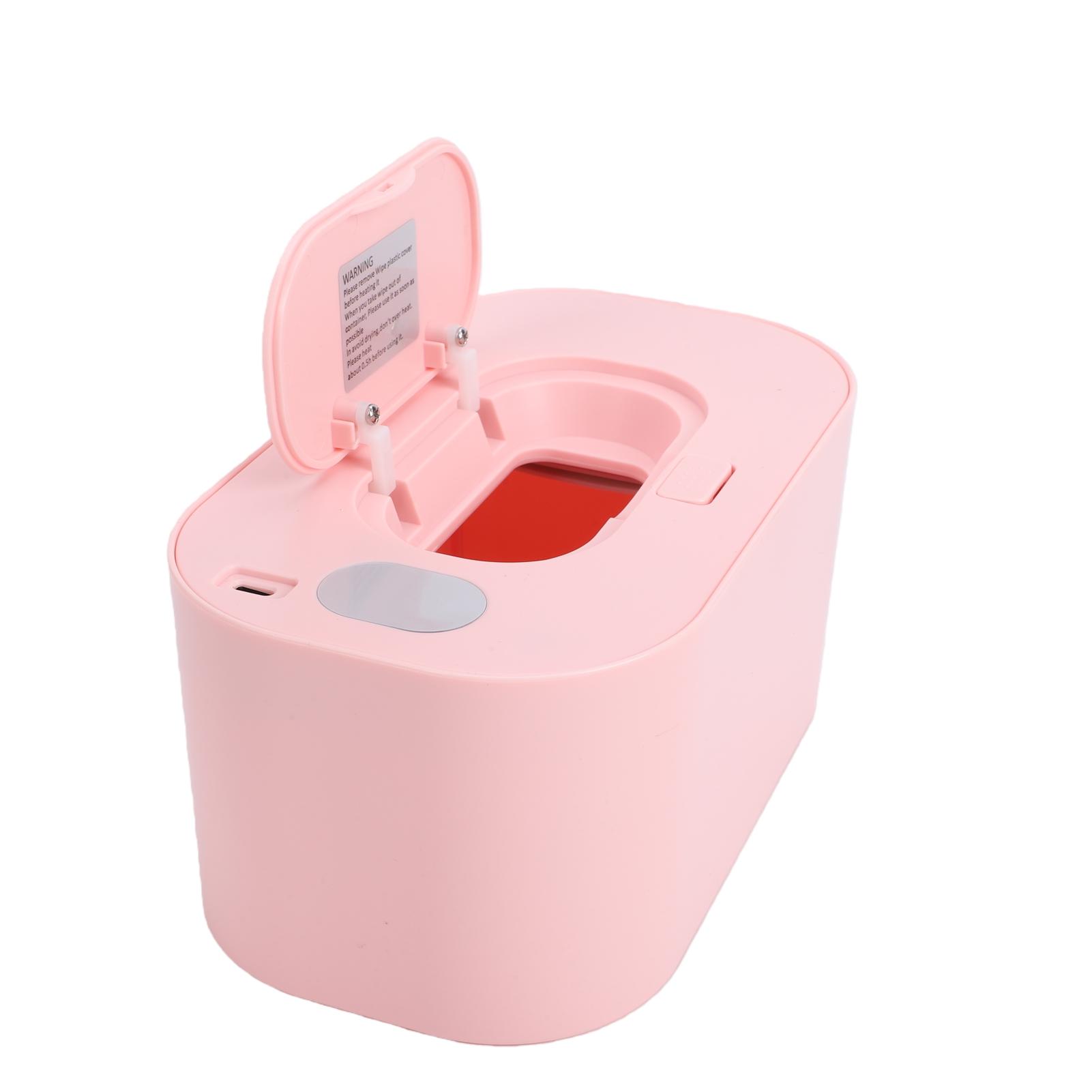USB Wipe Warmer Top Heating Large Capacity Holds 80 Wipes Baby Wet Wipes Warmer Dispenser Pink