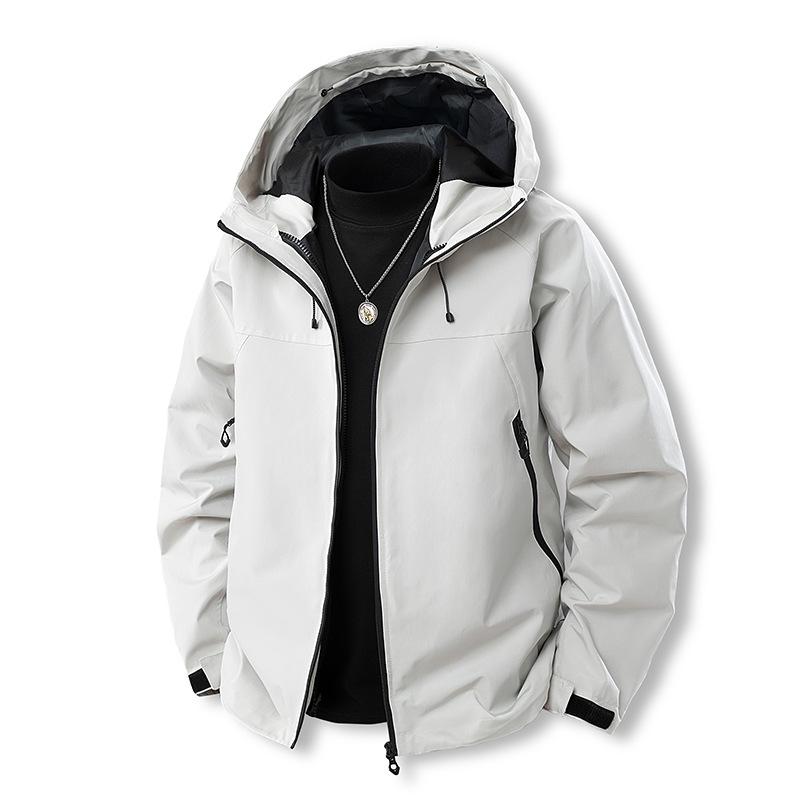 2025 Men s Hooded Windproof Waterproof Color Block Outdoor Jacket for Spring & Autumn - Trendy Workwear Style XL