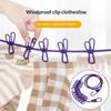 12 Non Slip Clips Windproof Clothesline with Stretch Elastic Rope Hook for Camping Outdoor Drying