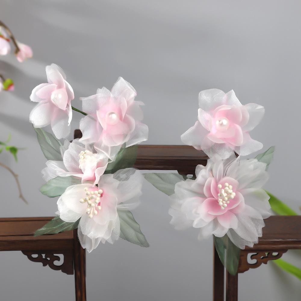 Flower Hair Clips Forks Chinese Hanfu Hair Accessories for Women Hairpin Fork Handmade Vintage Wedding Hair Jewelry Retro Crowns for Girl and Women