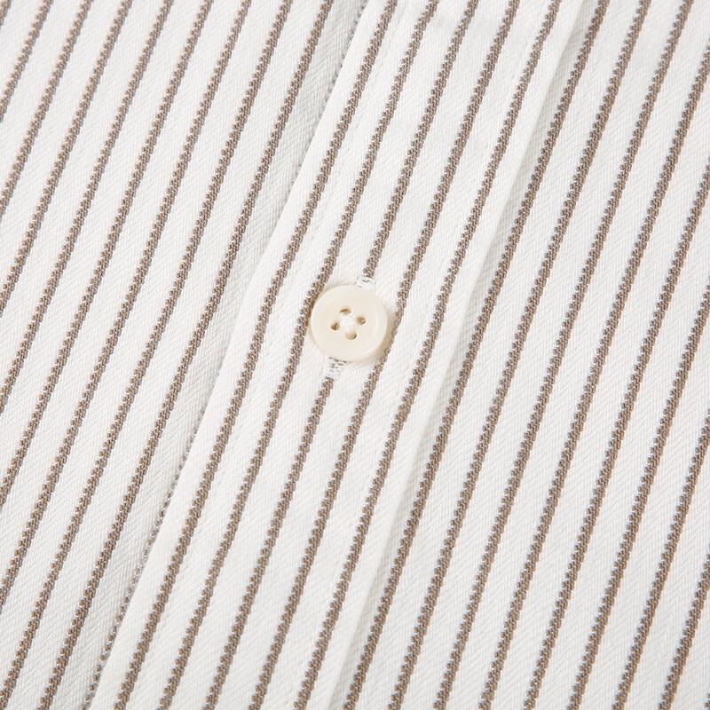 Men's 100% Cotton Embroidered Vertical Stripe Long Sleeve Casual Shirt