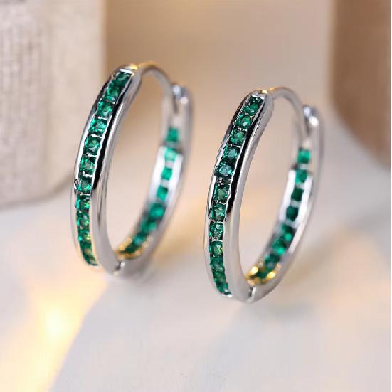 European and American Fashion New Round Ethnic Style Multi-colored Rainbow Zircon Hoop Earrings for Women