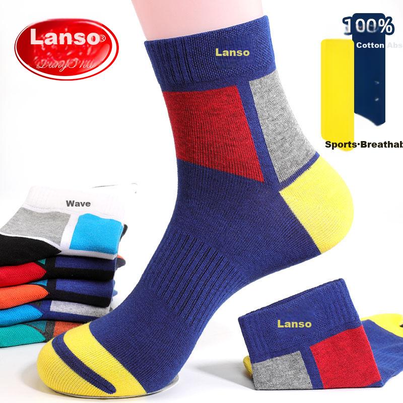 LANGSHA Pure Cotton Socks for Men, Spring And Summer Mid-Calf All-Cotton Socks, Sports Sweat-Absorbing Breathable Socks