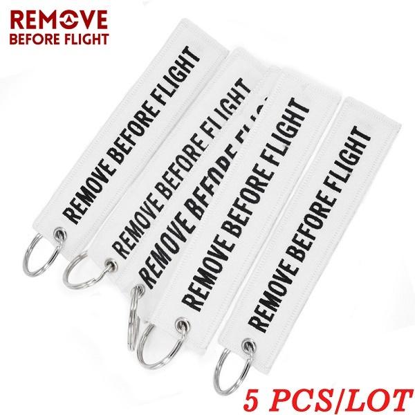Vor dem Flug entfernen, Chaveiro-Tag, Stickerei, Schlüsselanhänger, Schlüsselanhänger für Luftfahrt, OEM-Schlüsselanhänger, Schmuck, 5 Stück/Set