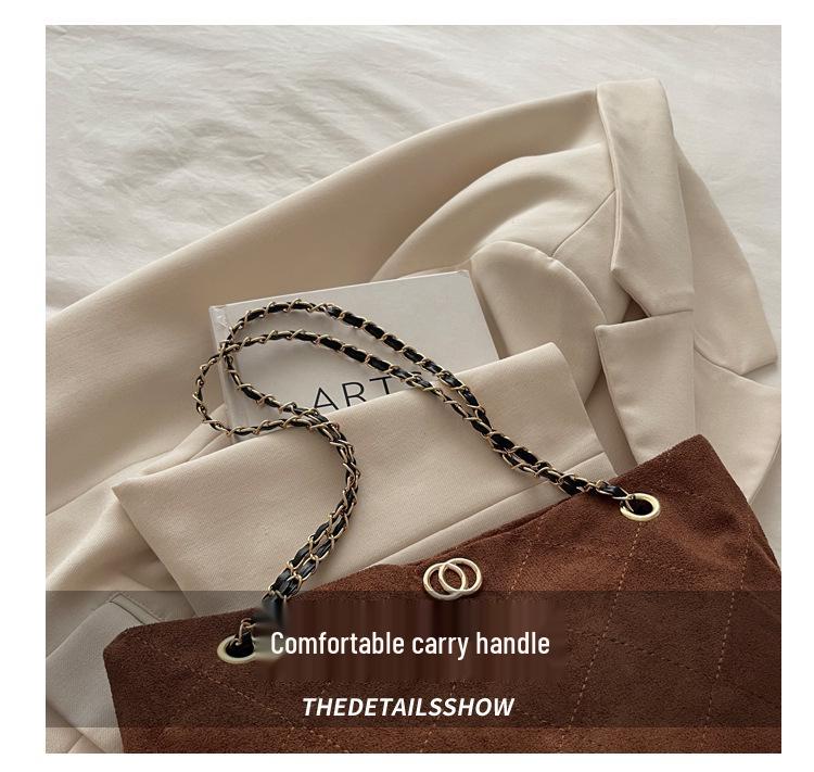 Women's Luxury Suede Diamond Chain Shoulder Bag, 2025 Trend, Large Capacity Tote