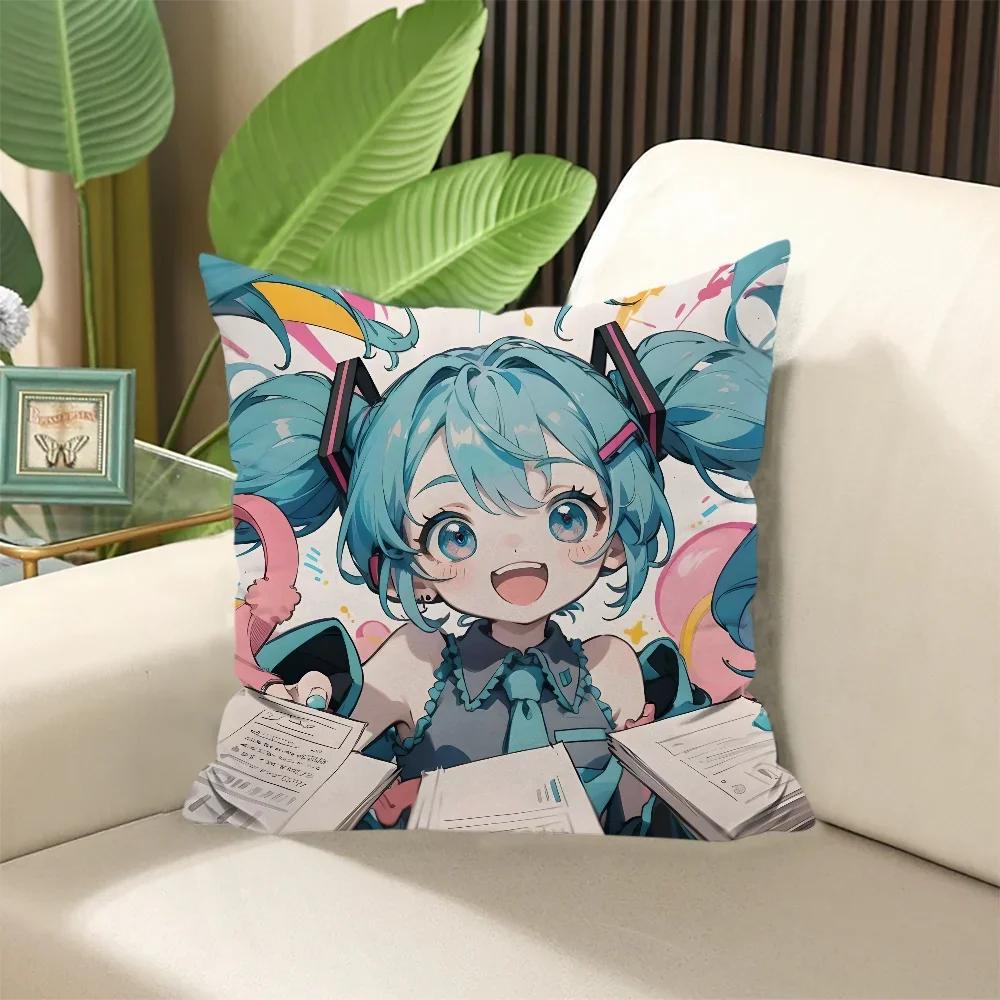 H-Hatsune Miku Cushion Covers Pillow Cases Stuffed Cushions Decorative Pillows for Sofa Cover Elegant Room Sleep Home