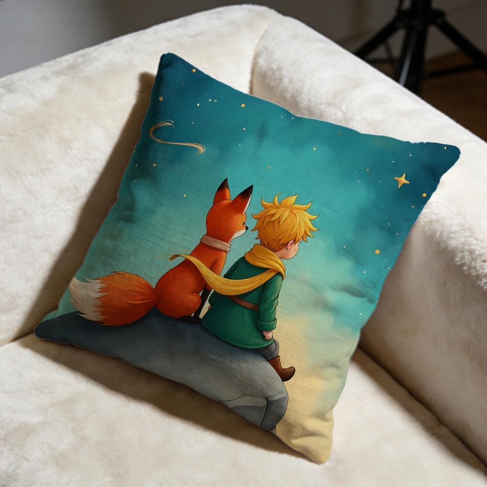 Trendy TThe Little Princeing Cushion Cover Soft Decorative Pillow Case Suitable for Bedroom Sofa Car Travel Use