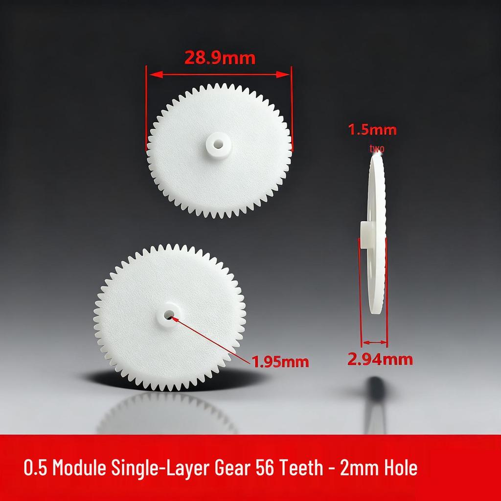0.5 Module Plastic 56-Tooth Gear - POM Motor Gear Rack for DIY Toys