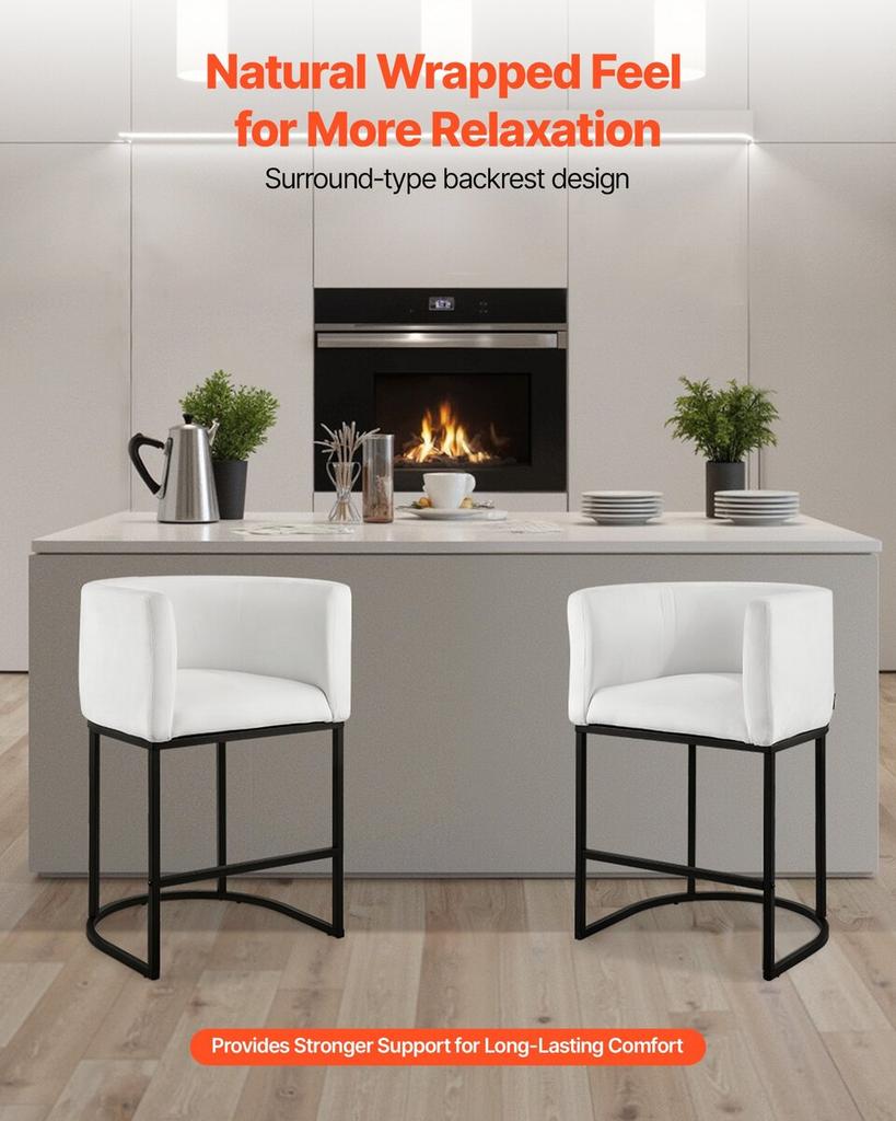 Bar Stool Set of 3, 63cm Counter Height Stools, Counter Barstool with Backrest, Arm, Metal Frame, and Footrest, Accent Fabric Bar Chair, Island