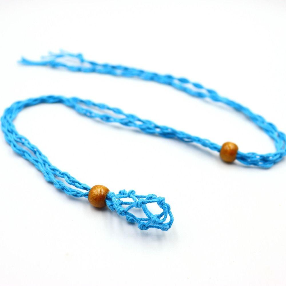 

Ожерелье ручной работы плетеное регулируемое сетчатое ожерелье с подвеской из хрустального камня сетчатое ожерелье подарки синий