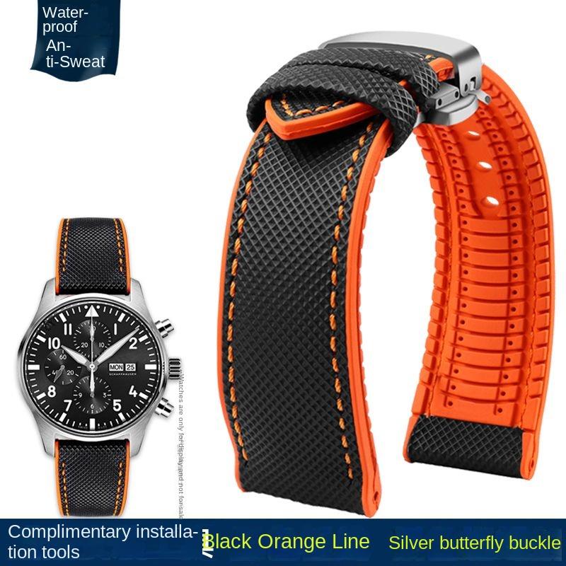 20mm 22mm 23mm 24mm Nylon Rubber Bottom Waterproof Watch Band for Longines IWC Pilot Mark 18 Seiko Omega Series Watchband Strap