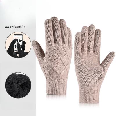 Winter Gloves Warm Plus Velvet Thickened Touch Screen Knitted Gloves for Women In Northeast Winter Riding Writing Cold Proof Gloves