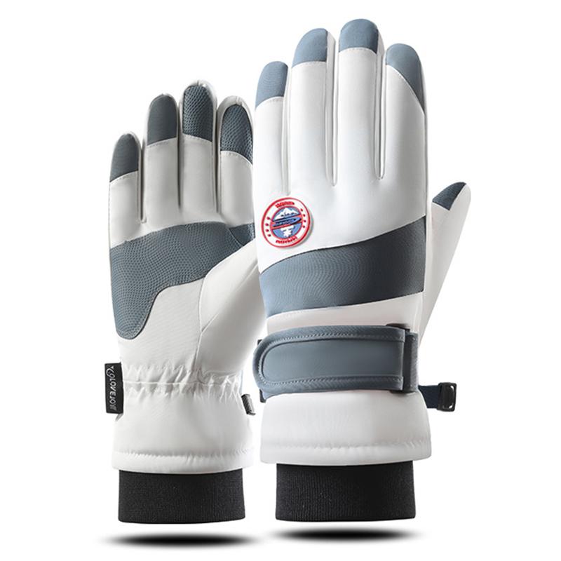 

Лыжные перчатки Зимние бархатные Нескользящие водонепроницаемые утолщенные теплые перчатки для верховой езды на открытом воздухе с сенсорным экраном L серый