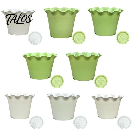Breathable Flower Pots for Lilies Large with Drainage Holes And Tray Saucers, Ruffled Edge Planter Wavy Garden Indoor Outdoor Plants, Creative