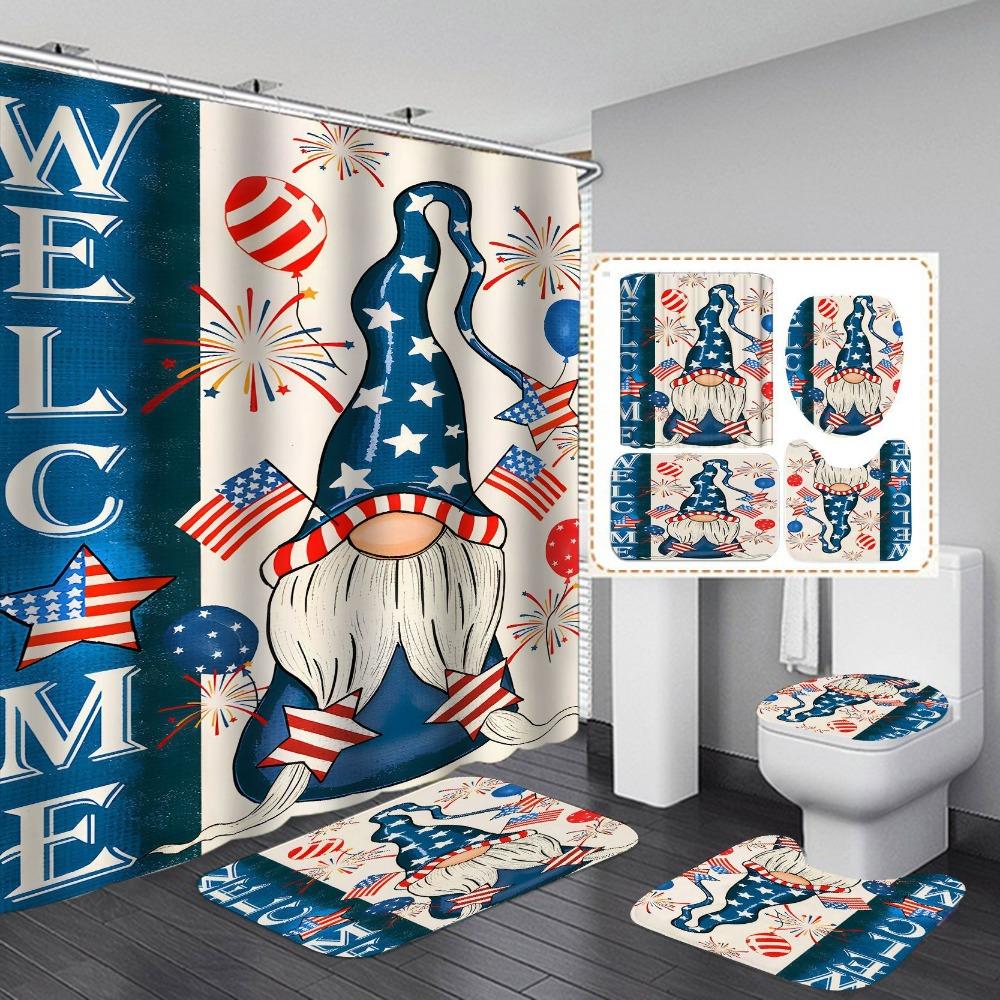 Waterproof and mildew-proof shower curtain for bathroom, dry and wet separation, shading and warm shower curtain four-piece set