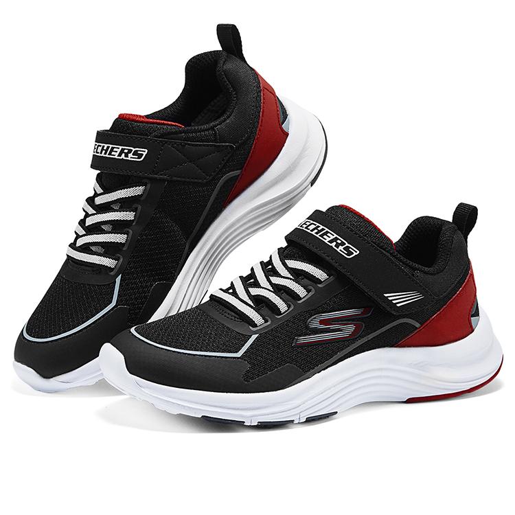 Skechers Comfortable Versatile Trendy Outdoor Low-Top Running Shoes Kids sneakers Black Red 405274L-BKRD