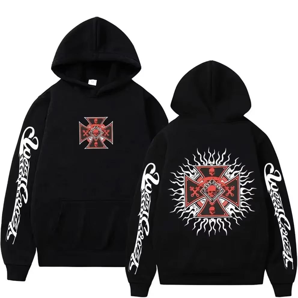 Mikina s potiskem loga West Coast Chopper, Pánská vintage streetová mikina s dlouhým rukávem Unisex, Gotický styl s kapucí