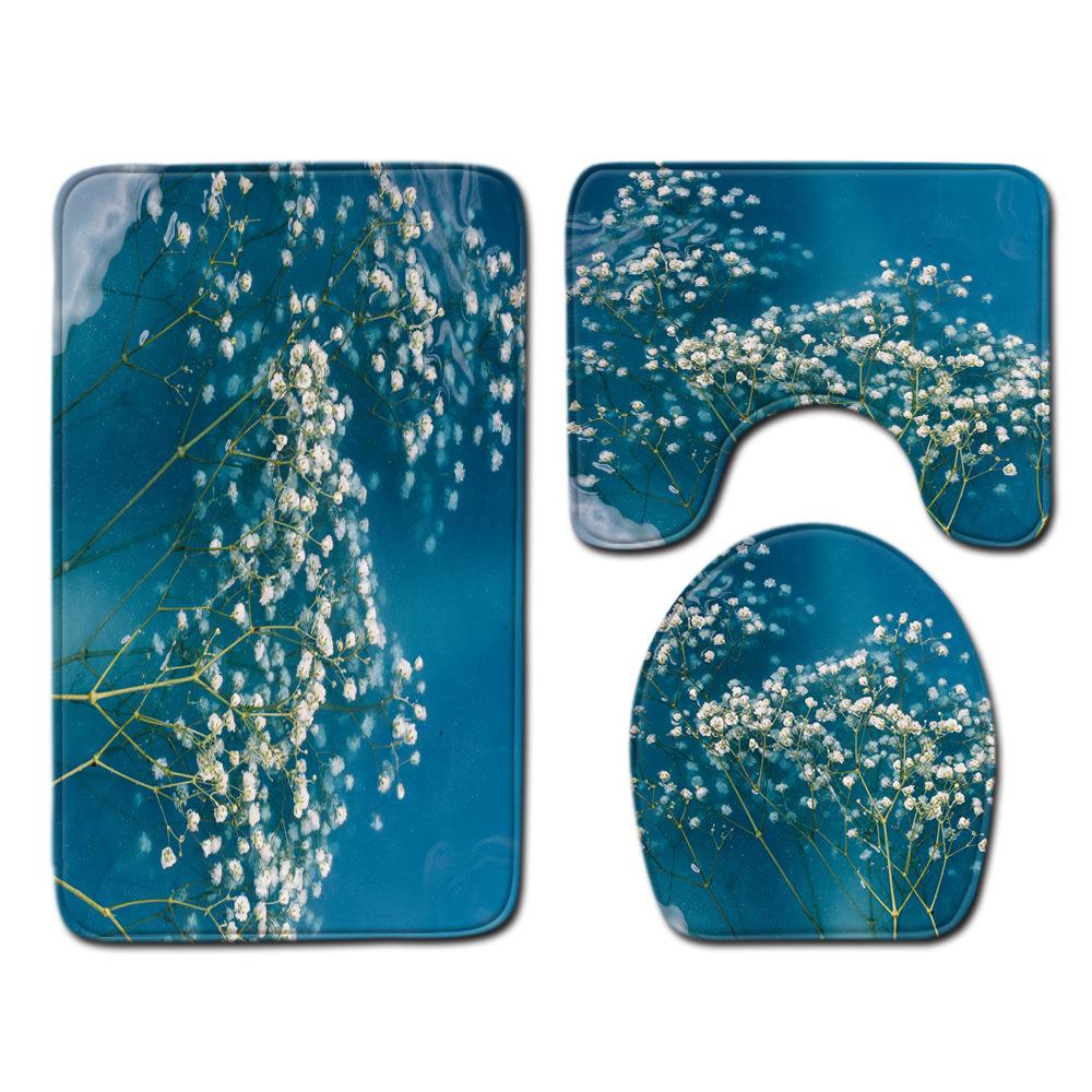 Small Fresh Bathroom Toilet Three-Piece Floor Mat Kitchen Non-Slip Door Mat Bedroom Carpet