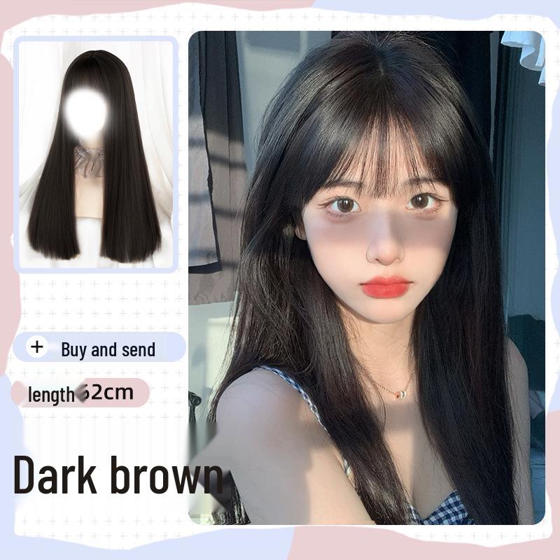 Golden Lolita Long Straight Wig for Women - Natural Full Head Cover, JK Style