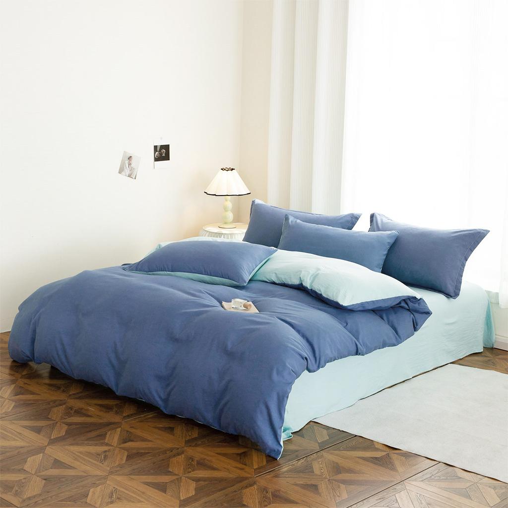 Fashion Polyester Solid Color Sheet Duvet Cover Set Single Double Bed Size Skin Friendly Machine Washable