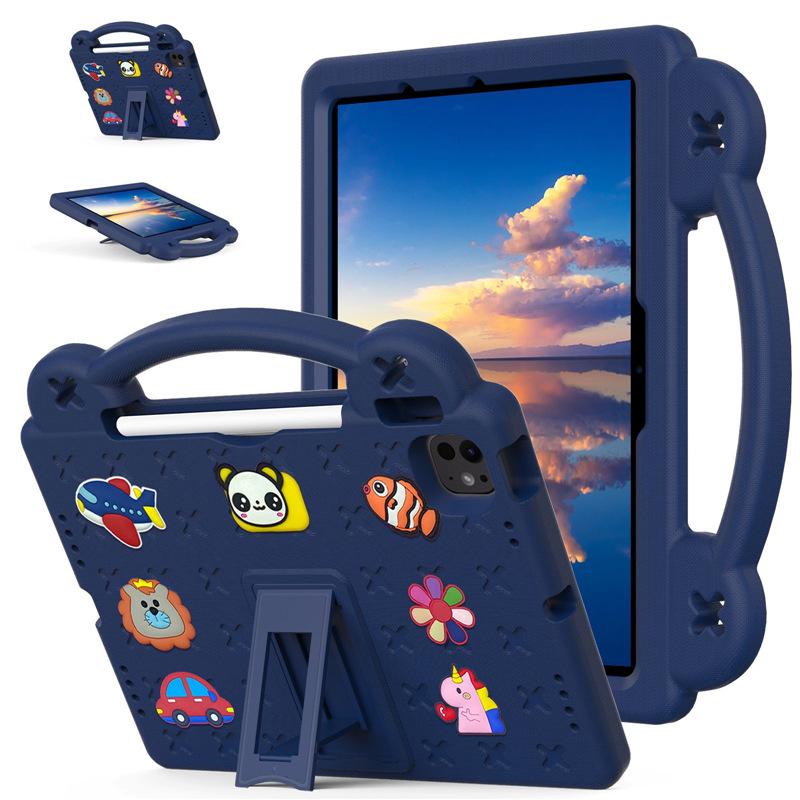 

iPad Air 11 (2024/2025) Kids Cartoon Stand Style Drop-Proof Case iPad Air 11/Pro 11 with Pen holder темно-синий