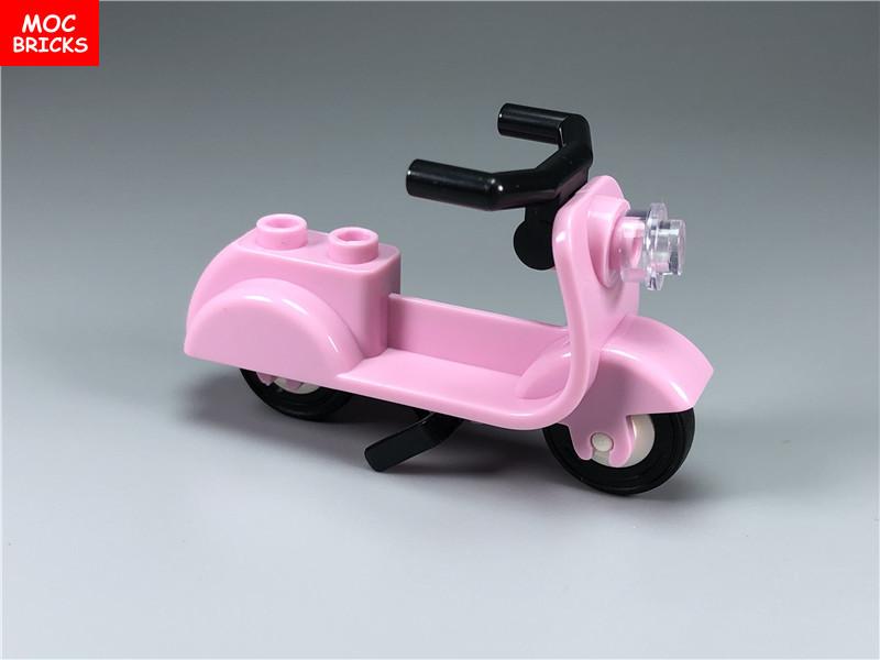 Custom Build Bricks Scooter with Stand motorbike Angular Handlebars Assembling Creating Modules fit with 15396c01 Toy Sets kids gifts