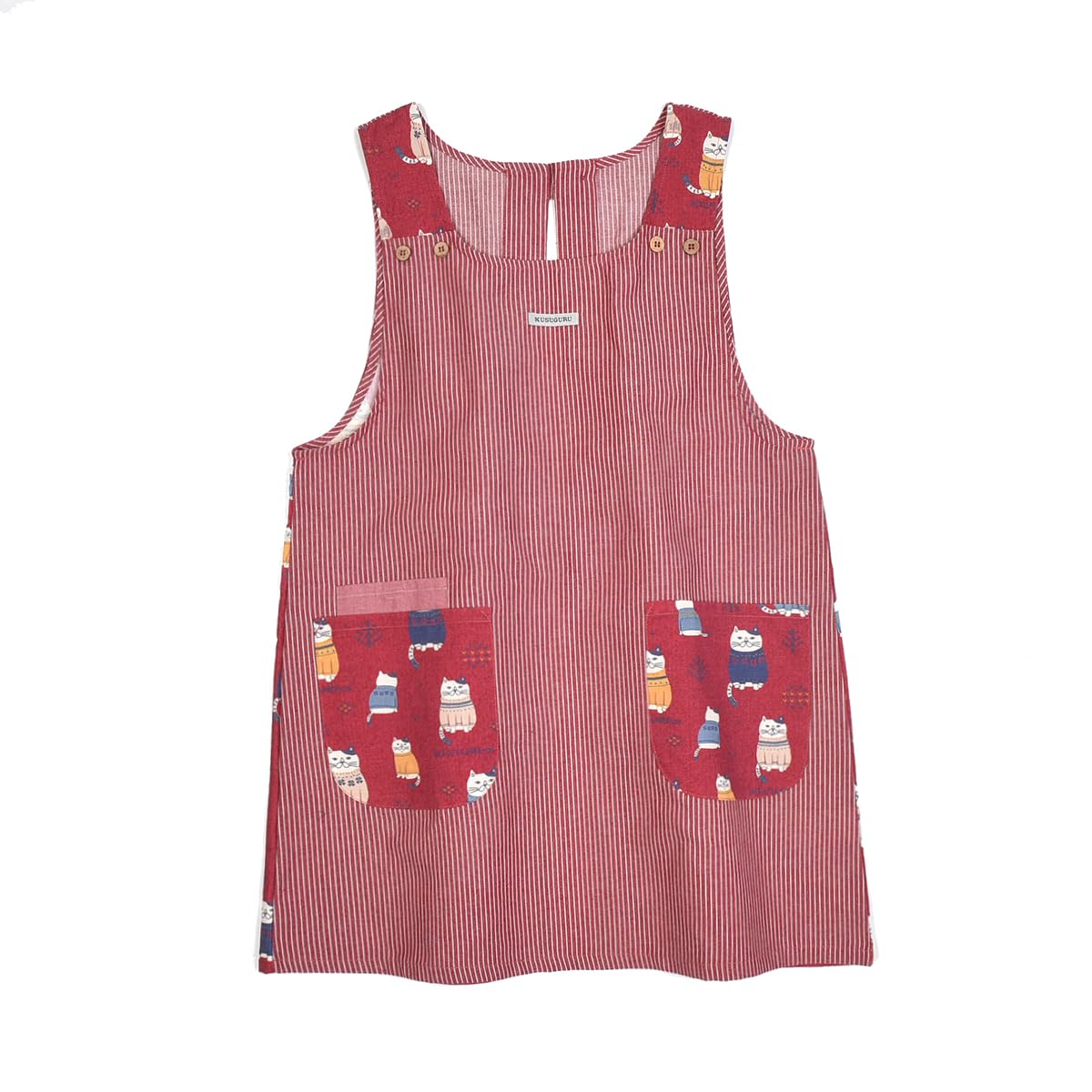 

Plain base apron with button ribbon Plain base apron with button ribbon opening a la [Kusuguru Japan] opening, carte, 247557, Red, M-L