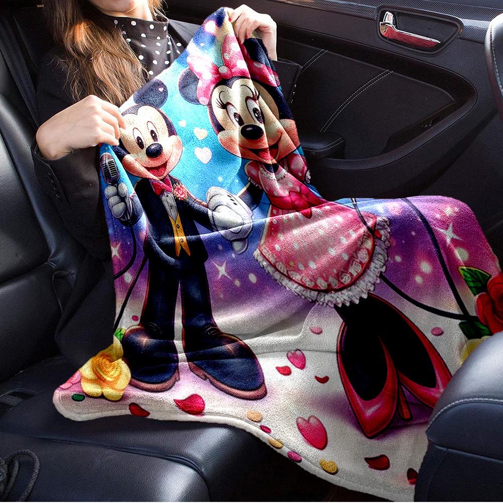 1pc Flannel Minnie Mouse & Mickey Mouse Couple Bed Throw Blanket - Home Decoration Happy Time