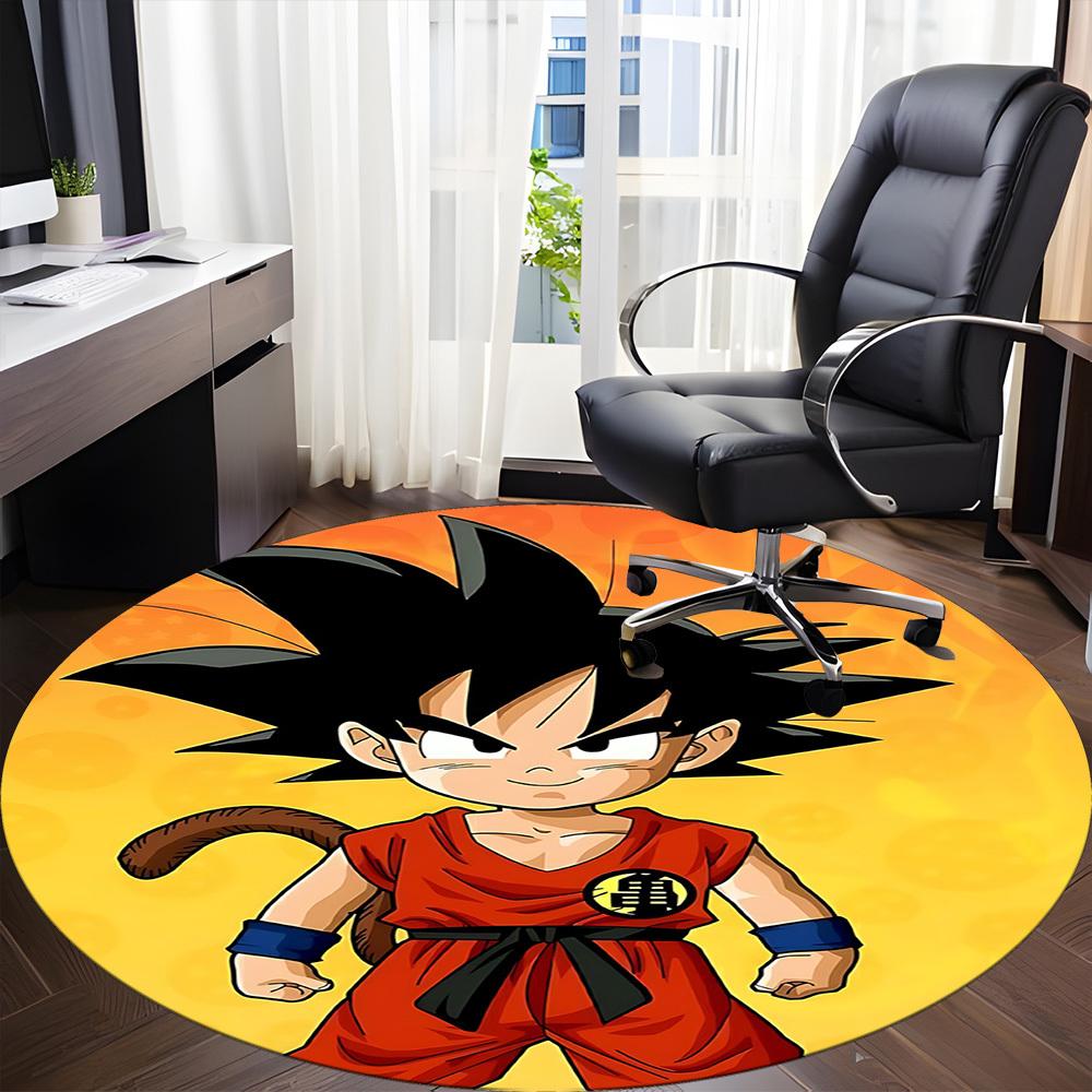 1pc Dragon Ball Goku Saiyan Office Round Area Rug,Bedroom Living Room Home Decor, Room Deco A1016131