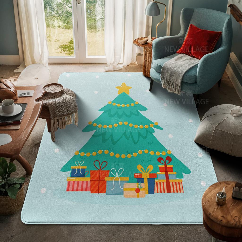 House Entrance Carpet Home Door Mat Living Room Bath Foot Bathroom Non-slip Water Absorption Rugs Bath Merry Christmas Winter