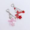 Cute Strawberry Bowknot Bag Charm Charming Strawberry Bowknot Keychain for Trendsetters Sturdy Key Chain Pendant