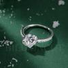 NEW 925 Silver Romantic Heart Bow Ring Delicate Shining Inlaid Design, Sweet Luxury Engagement Ring for Women Jewelry